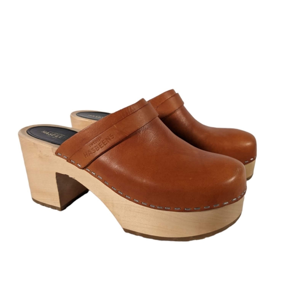 Swedish Hasbeens Clog Louise Tan Leather
